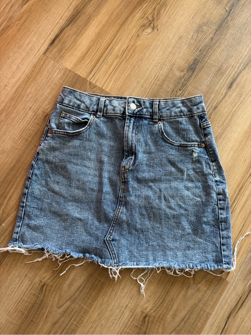 Distressed Denim Mini Skirt